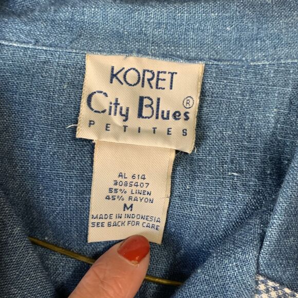 Denim Chambray Blue Denim Button Down Shirt Cottage Granny 90s Koret City Blues - Picture 5 of 5